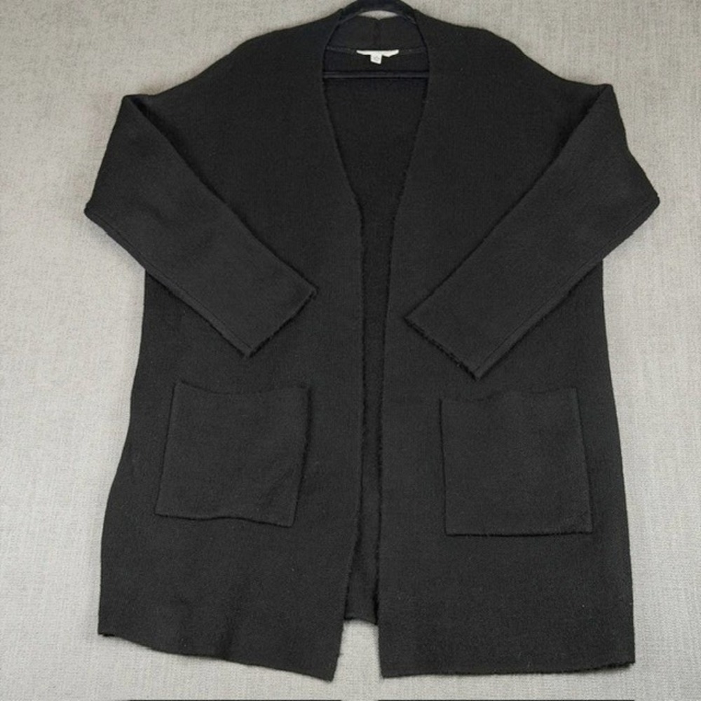 Time and Tru Womens Black Soot Open Front Pocket Cardigan Sweater XL TTL49326
